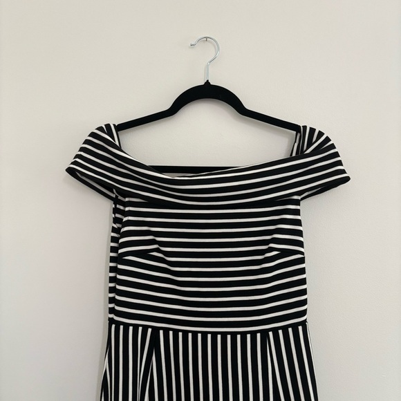 Banana Republic Off The Shoulder Stripe Midi Dress Knit Size 4 - Picture 4 of 5
